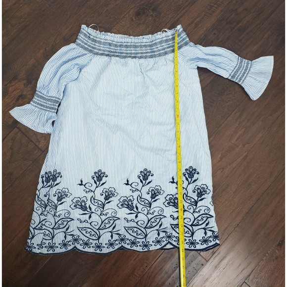 Altar'd State Blue Striped Embroidered Short Preppy Shift Dress Size S Small - Picture 5 of 9